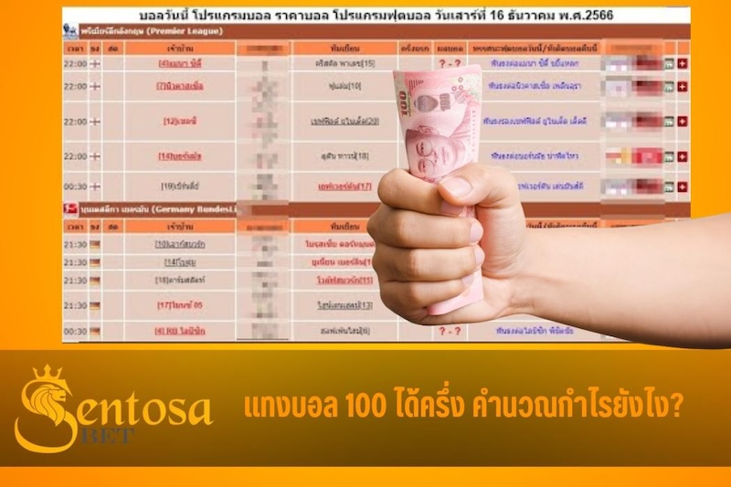 แทงบอล 100 ได้เท่าไหร่